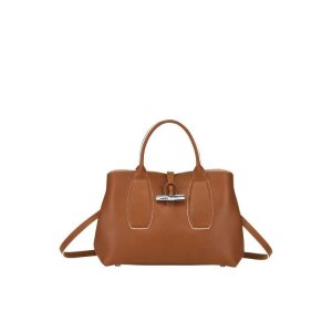 Torebki Longchamp M Skórzane Brązowe | 2679-NDWTU