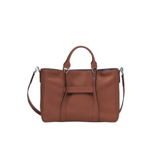 Torebki Longchamp M Skórzane Brązowe | 6327-NBXQS