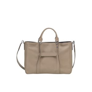 Torebki Longchamp M Skórzane Brązowe | 7490-ICNTZ