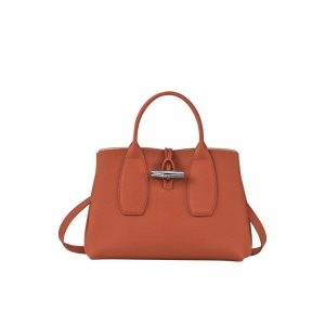 Torebki Longchamp M Skórzane Ciemny Czerwone | 6804-GYDJA