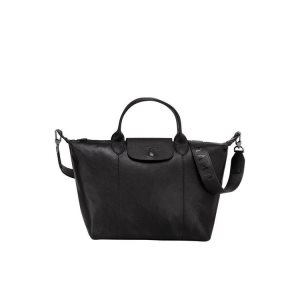 Torebki Longchamp M Skórzane Czarne | 8915-GNQDT