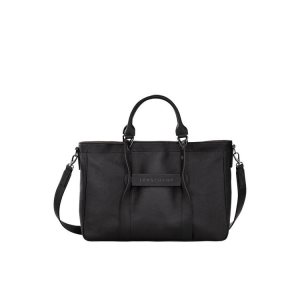 Torebki Longchamp M Skórzane Czarne | 9245-SFQXC