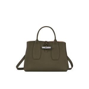 Torebki Longchamp M Skórzane Khaki | 7958-LRUNS
