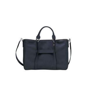 Torebki Longchamp M Skórzane Niebieskie | 3207-BKFAI