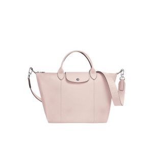 Torebki Longchamp M Skórzane Różowe | 5146-GKLDC