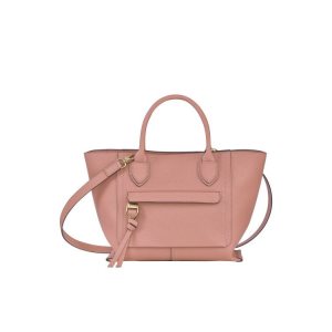Torebki Longchamp M Skórzane Różowe | 9501-UPATY