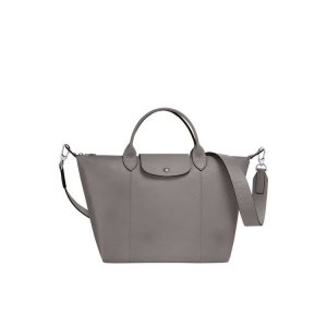Torebki Longchamp M Turtledove Skórzane Szare | 2719-UNSQO