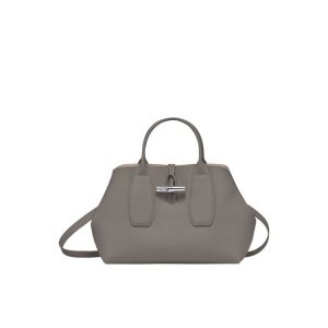 Torebki Longchamp M Turtledove Skórzane Szare | 5374-PDCAY