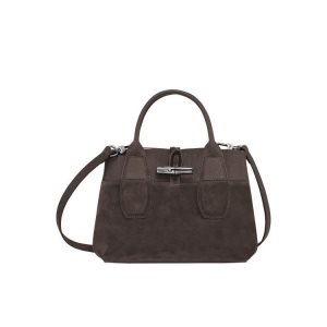 Torebki Longchamp S Ebony Skórzane Kawa | 3045-DBQLI