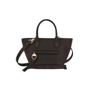 Torebki Longchamp S Ebony Skórzane Kawa | 7810-NZGAV