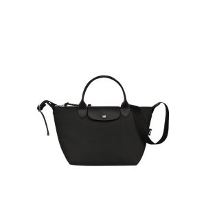 Torebki Longchamp S Recycled canvas Czarne | 9786-AESVD
