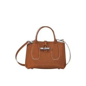 Torebki Longchamp S Skórzane Brązowe | 5216-RPZAV