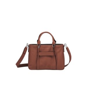 Torebki Longchamp S Skórzane Brązowe | 7498-NTLXY