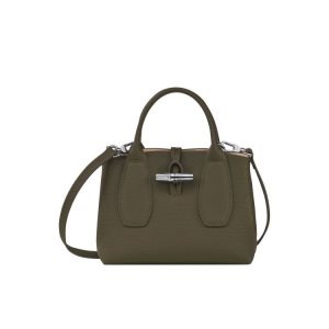 Torebki Longchamp S Skórzane Khaki | 8105-KHDIN