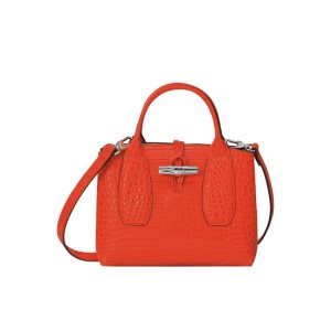 Torebki Longchamp S Skórzane Pomarańczowe | 6538-QNMJL
