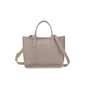 Torebki Longchamp Turtledove Skórzane Szare | 9072-EYJBD