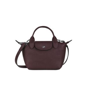 Torebki Longchamp Xs Skórzane Bordowe | 5723-MJAPF