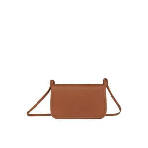 Zapinaj Portfele Longchamp On Caramel Skórzane Brązowe | 9710-JYOKX