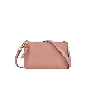 Zapinaj Portfele Longchamp Pouch Skórzane Różowe | 9281-REWXP